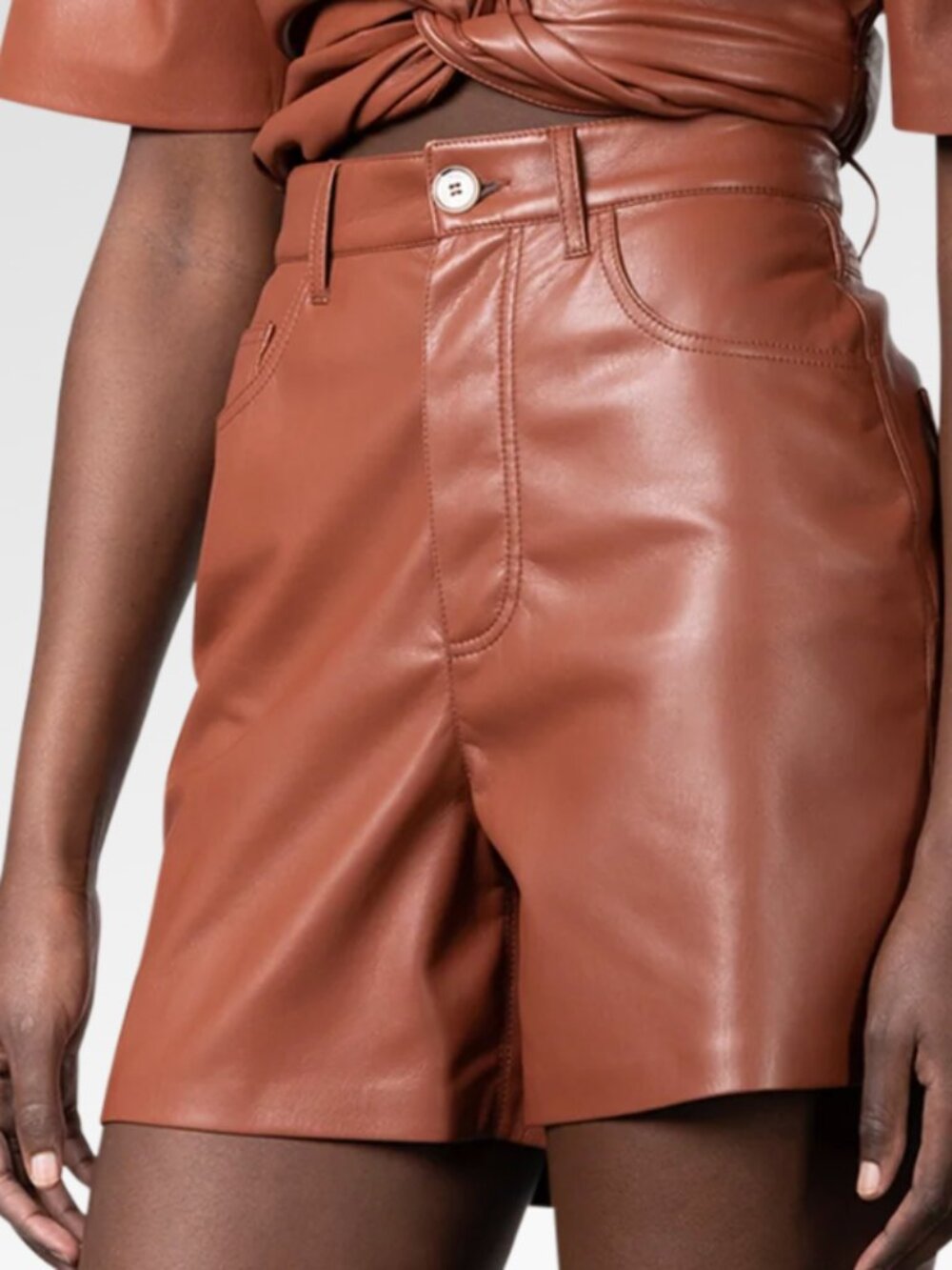 Nanushka Pleather Mini Shorts w/ Tags Size: M in Brown